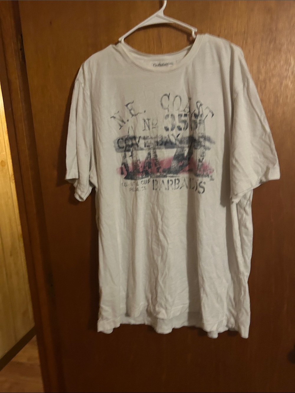 croft & barrow White Short-Sleeve Graphic Tee with Navy and Pink Print